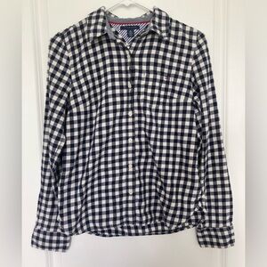 Tommy Hilfiger Navy and White Checkered Button Down Shirt size Medium